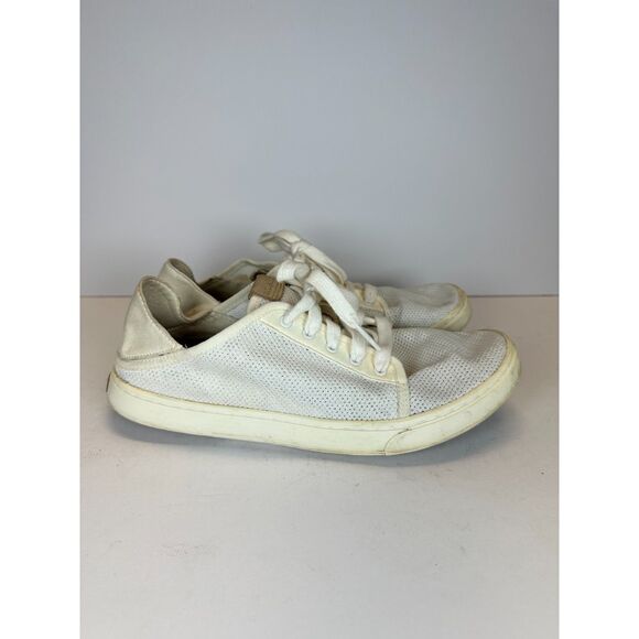 Olukai Women's 20379-4R4R Size 8.5 White Pehuea Li Sneakers Shoes Lace Up EUC - Picture 1 of 10